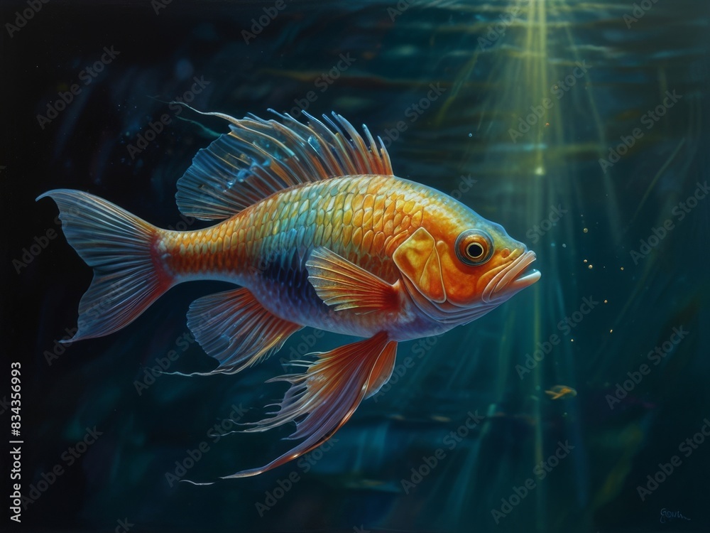 Fototapeta premium illustration of freshwater fish underwater