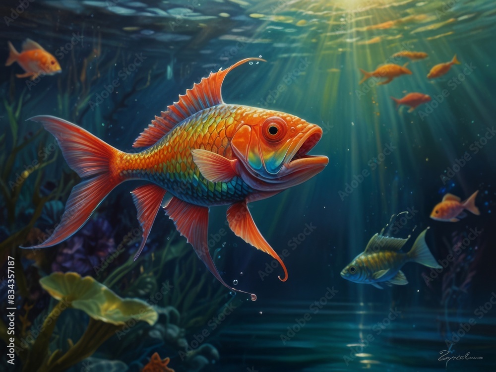 illustration of freshwater fish underwater illustration of freshwater fish underwater