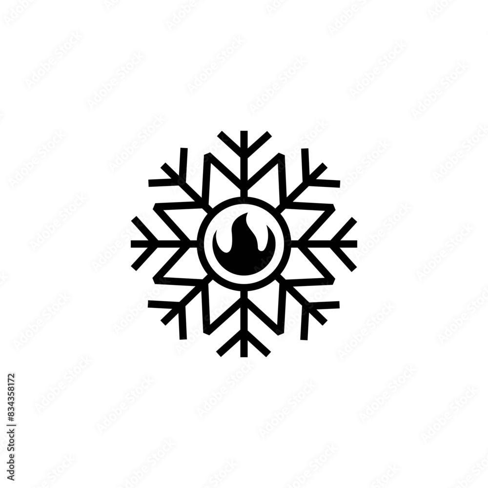 hot and cold or flame and snowflake logo design illustration 2 hot and cold or flame and snowflake logo design illustration 2