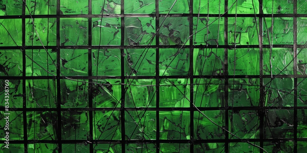 Green grid black lines square Green grid black lines square