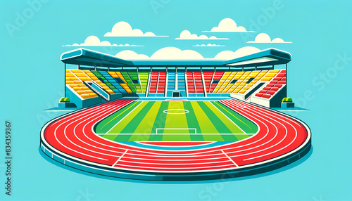 競技場のイラスト、ベクター、アイソメ｜Illustration of stadium, vector, isometric.