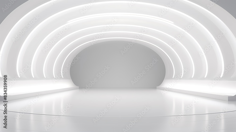 White round tunnel podium abstract background. Light reflection stage White round tunnel podium abstract background. Light reflection stage