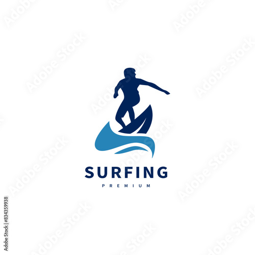 surfing vector icon logo design illustration 2