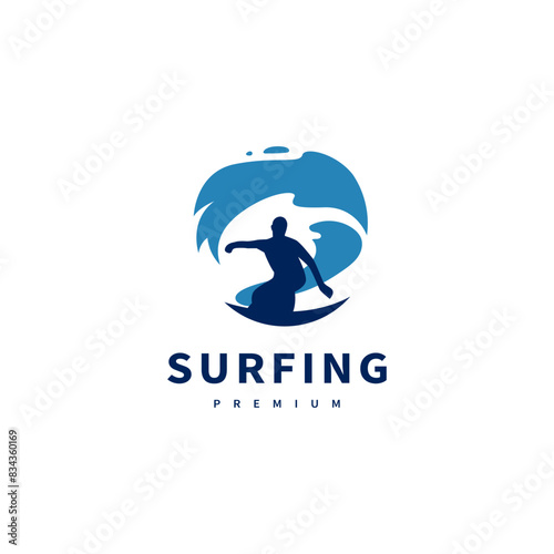 surfing vector icon logo design illustration 3
