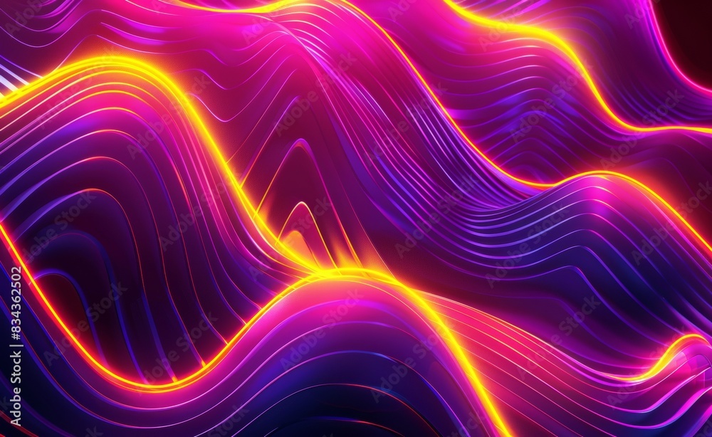 Obraz premium Abstract background with colorful neon light and glow lines on a dark black color