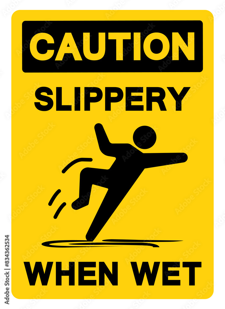 Caution Slippery When Wet Symbol Sign,Vector Illustration, Isolate On White Background Label. EPS10 Caution Slippery When Wet Symbol Sign,Vector Illustration, Isolate On White Background Label. EPS10