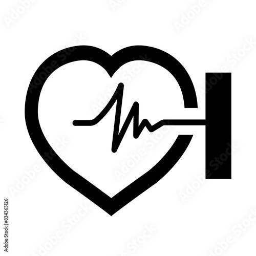 AED Automated External Defibrillator Black Icon,Vector Illustration, Isolate On White Background Label. EPS10