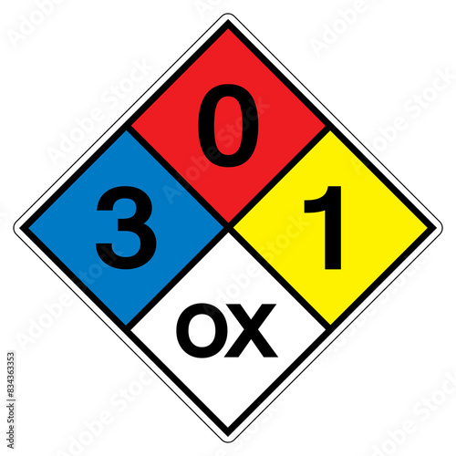 NFPA Diamond 704 3-0-1 OX Symbol Sign, Vector Illustration, Isolate On White Background Label. EPS10