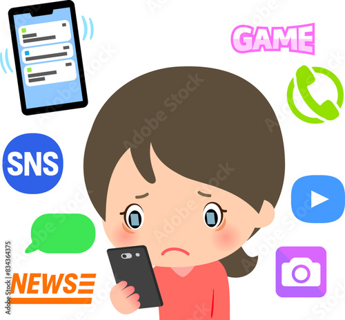 スマートフォンを見続けている女性