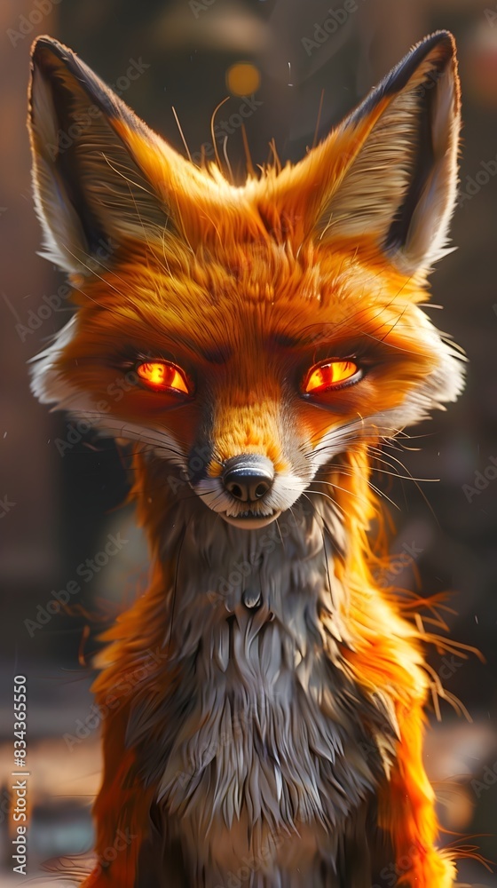 Obraz premium Captivating Crimson Fox Glaring in Autumn Forest