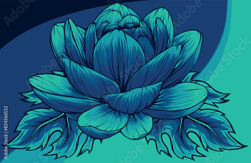 vector Illustration of Water Lily flower Isolated on White Background