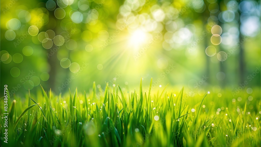 Obraz premium Spring Lawn Blur: A fresh, green blurred background of a lawn in springtime, perfect for seasonal presentations. 