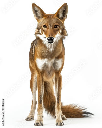 the Ethiopian Wolf, portrait view, white copy space on right Isolated on white background © Tebha Workspace
