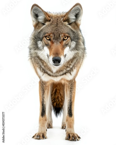 the Red Wolf, portrait view, white copy space on right Isolated on white background © Tebha Workspace
