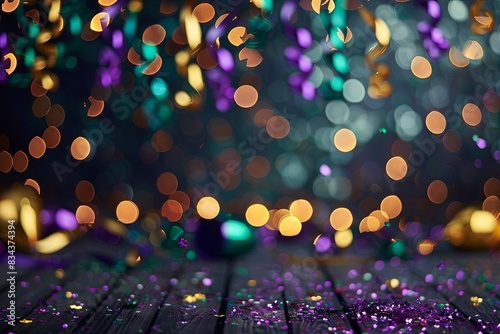 Mardi Gras carnival blurred confetti backdrop