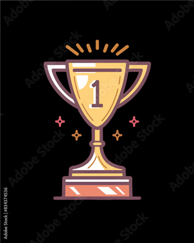 winner #1 trophy number one winner's golden shine winner's circle brand new award sweepstakes winning stars blank name plate base blank name plate trophy transparent single icon generative ai