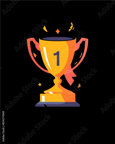 winner #1 trophy number one winner's golden shine winner's circle brand new award sweepstakes winning winner ribbon blank name plate trophy transparent single icon generative ai
