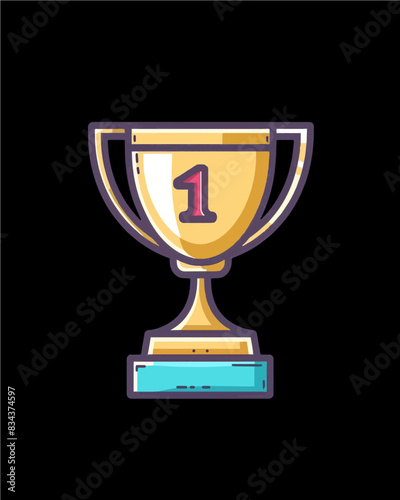winner #1 trophy number one winner's golden shine winner's circle brand new award sweepstakes winning blue green small base blank name plate trophy transparent single icon generative ai