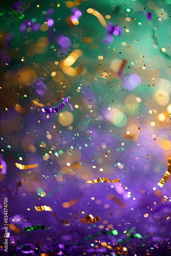 Mardi Gras carnival blurred confetti backdrop