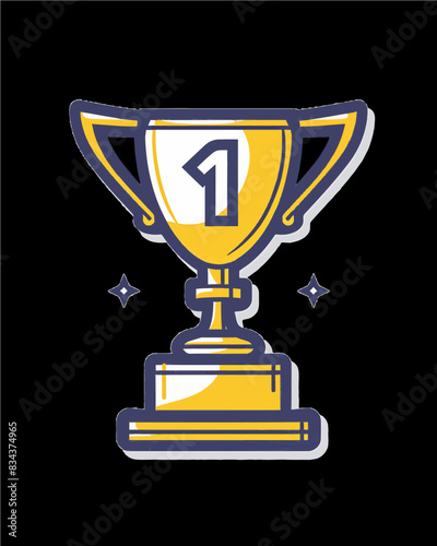 winner #1 trophy number one winner's golden shine winner's circle brand new award sweepstakes winning multi tier blank name plate trophy transparent single icon generative ai