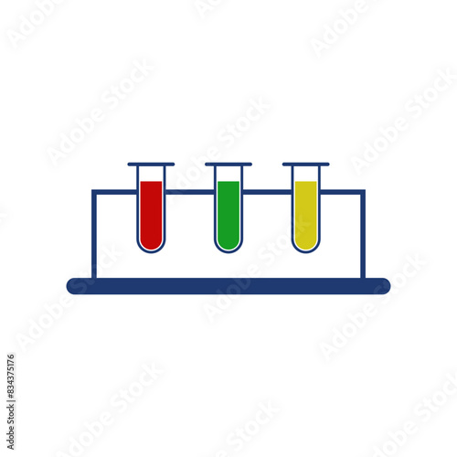 three testing tubes with different color chemicals, icon