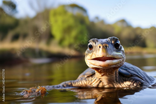 long-necked-turtle-smiling-at-camera-heathcote-victoria-australia