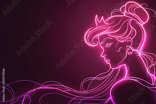 Neon line style princess