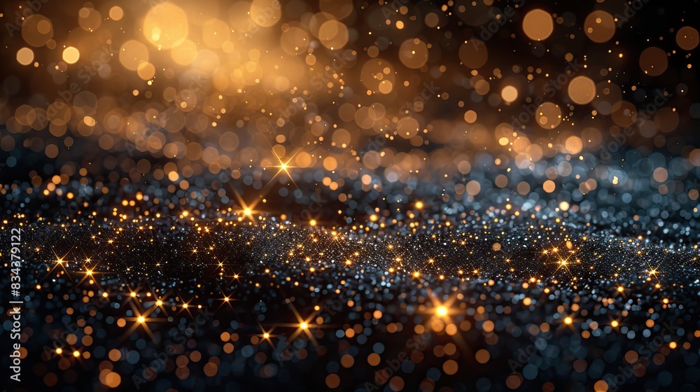 Naklejka premium A classic black and gold theme with stars and ample space for writing. - Event decoration background