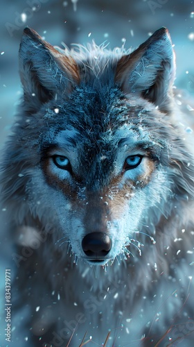 Wallpaper Mural Majestic Grey Wolf Braving the Blizzard in Icy Winter Wilderness Torontodigital.ca
