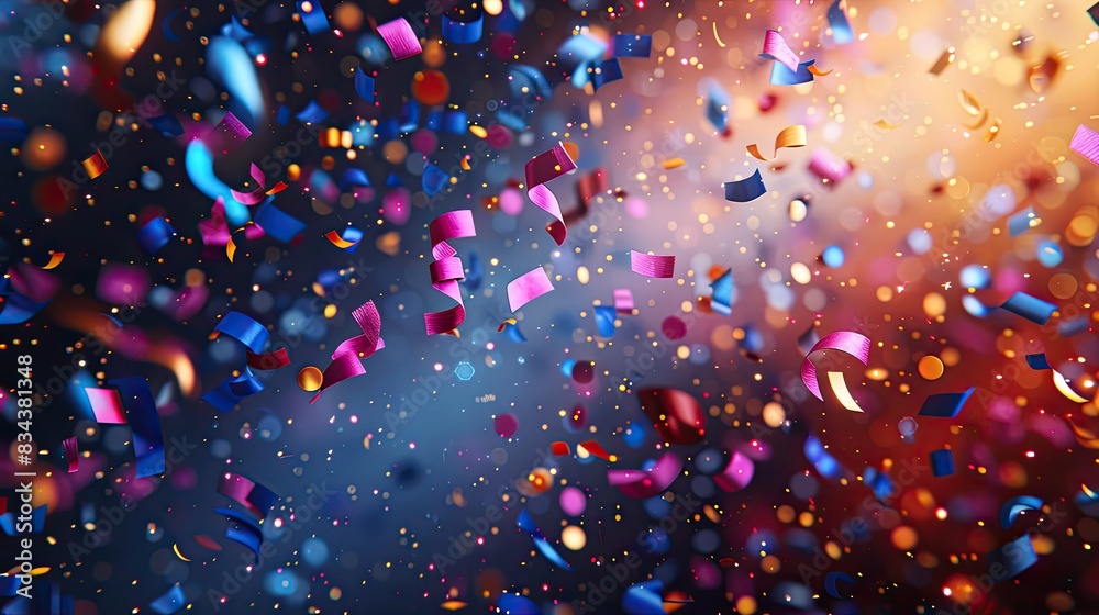 A joyful background with confetti and streamers, perfect for text. - Event decoration background A joyful background with confetti and streamers, perfect for text. - Event decoration background