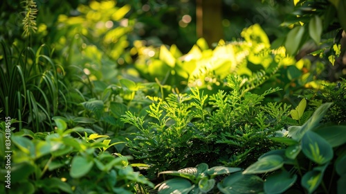 Vibrant green foliage in the garden