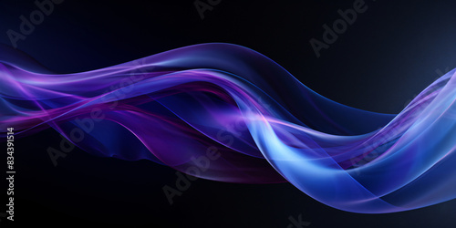 Abstract Blue and Purple Wave with Glowing Light for Technology or Science Concept, with copy space text for Website or Presentation