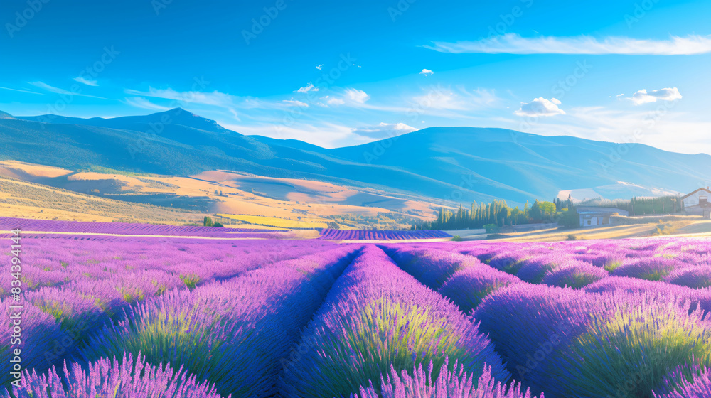 Lavender Field with Mountains in the Background for Travel or Landscape Photography Lavender Field with Mountains in the Background for Travel or Landscape Photography