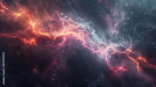 Nebula Veil background, Thin, veil-like structures in a nebula, abstract clean minimalist background graphics, UHD © PixelStock