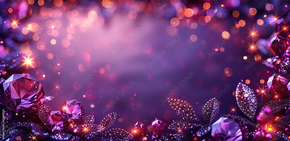 A luxurious purple background with diamonds and lights, with a central area for writing. - Event decoration background A luxurious purple background with diamonds and lights, with a central area for writing. - Event decoration background