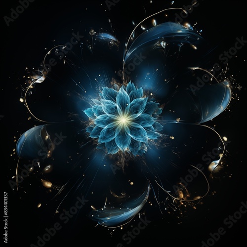 Explosion of blue energy flower