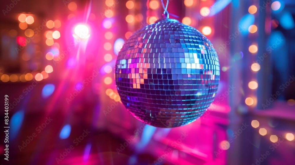 Fototapeta premium Disco balls inside club. night life background concept