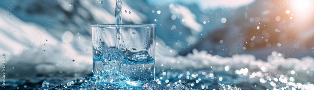 Crystal-Clear Water Refreshment amidst Mountain Serenity Crystal-Clear Water Refreshment amidst Mountain Serenity