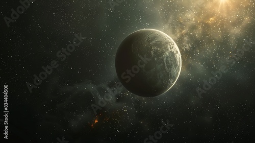 Exoplanet background, A planet orbiting a star outside our solar system, abstract clean minimalist background graphics, UHD