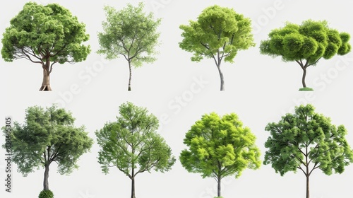 Realistic 3D Rendered Environmental Tree Growth Shapes on Transparent Backgrounds