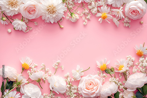 Beautiful colorful spring flowers arrangement with daisy and asters on yellow background