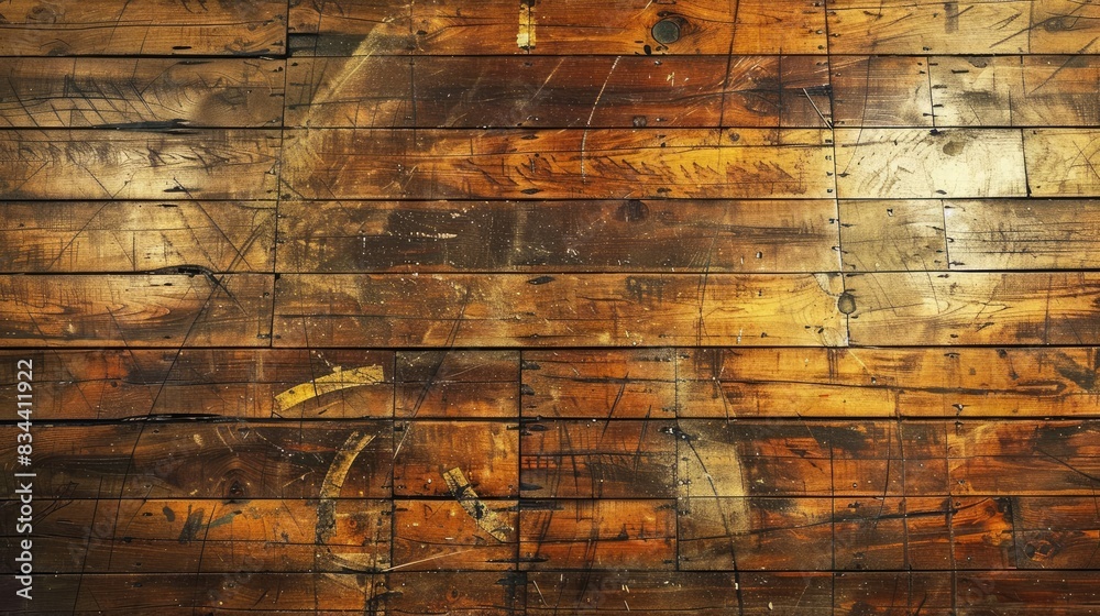 Fototapeta premium Ancient wood basketball court surface