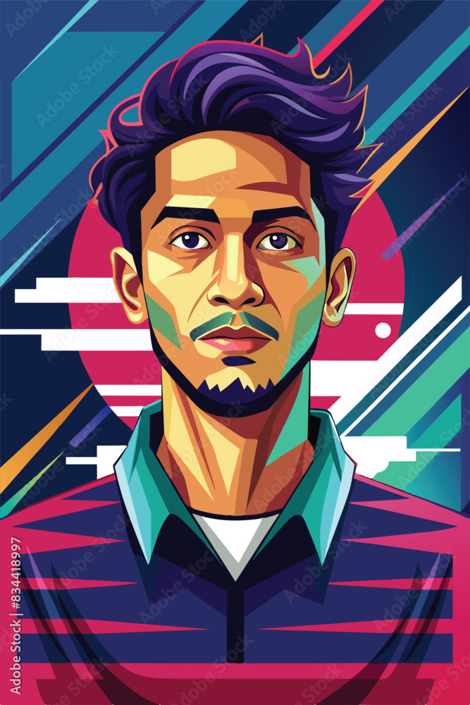 indian male head with colorful background.