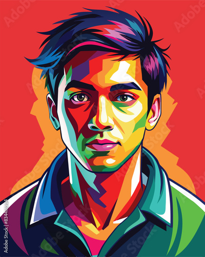 young man portrait in colorful style.