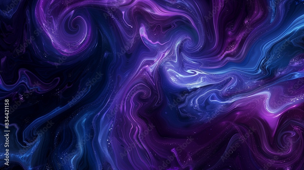 Obraz premium A mystical swirly abstract liquid background with deep purples and blues, evoking a sense of mystery and wonder.