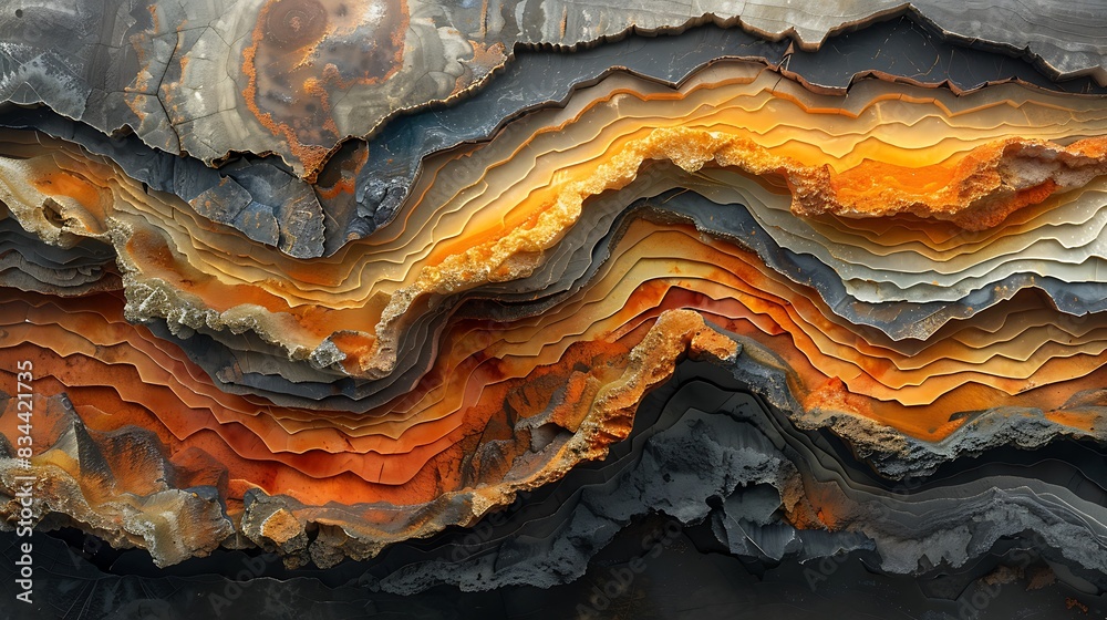 An abstract scene of sedimentary layers, showcasing stratified colors and intricate patterns, rich earthy hues, dynamic and detailed textures formed over centuries, high contrast. An abstract scene of sedimentary layers, showcasing stratified colors and intricate patterns, rich earthy hues, dynamic and detailed textures formed over centuries, high contrast.