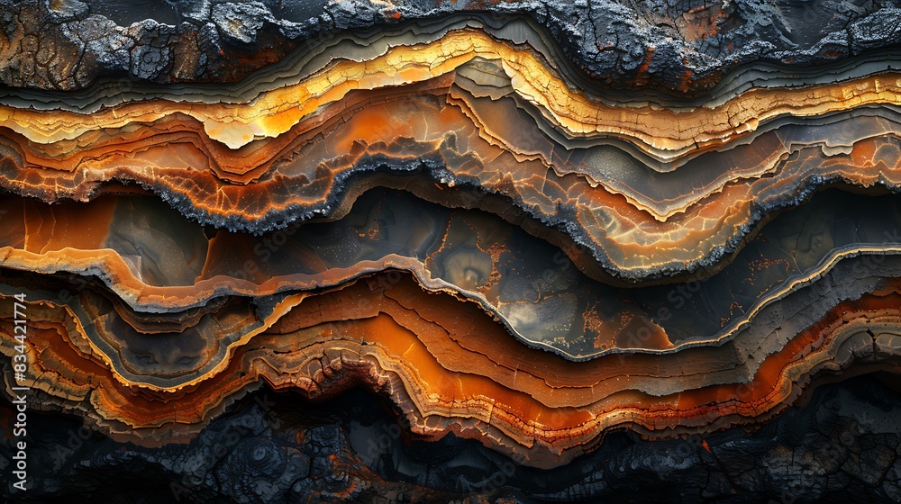 An abstract scene of sedimentary layers, showcasing stratified colors and intricate patterns, rich earthy hues, dynamic and detailed textures formed over centuries, high contrast. An abstract scene of sedimentary layers, showcasing stratified colors and intricate patterns, rich earthy hues, dynamic and detailed textures formed over centuries, high contrast.