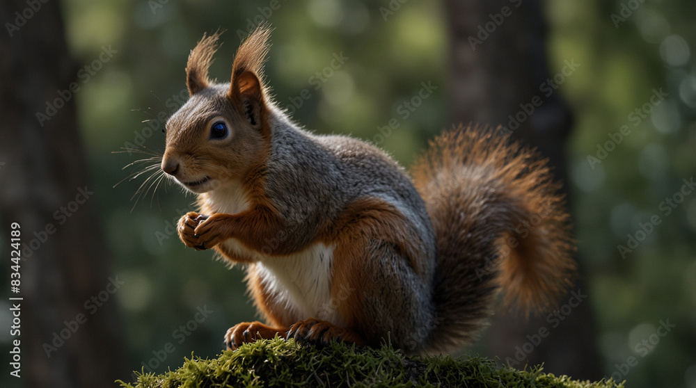 wild photography Cute Squirrel Eating a Berry in the Forest wild photography Cute Squirrel Eating a Berry in the Forest