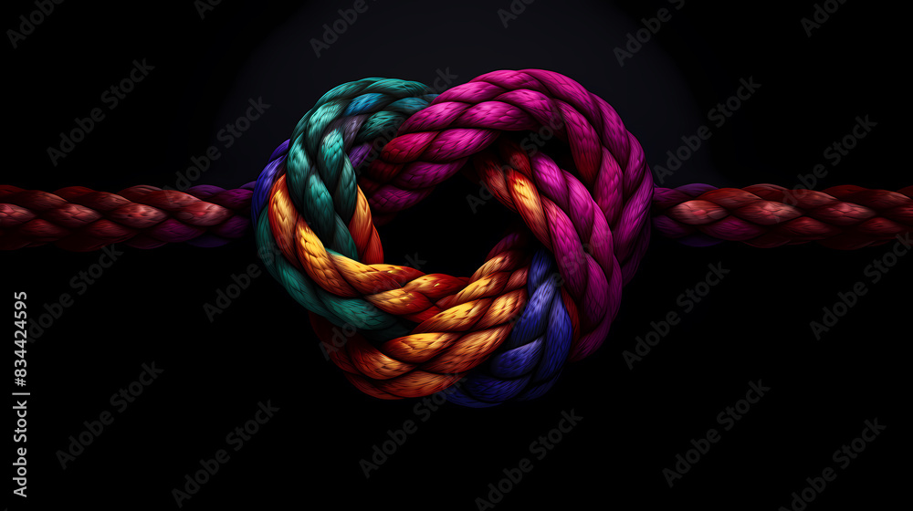 A colorful rope, a symbol of strength and unity A colorful rope, a symbol of strength and unity