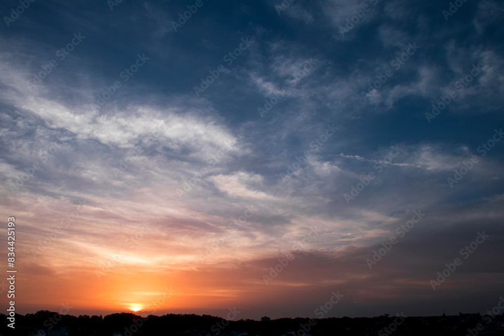 Stunning Sunset Over Horizon with Dramatic Sky Stunning Sunset Over Horizon with Dramatic Sky